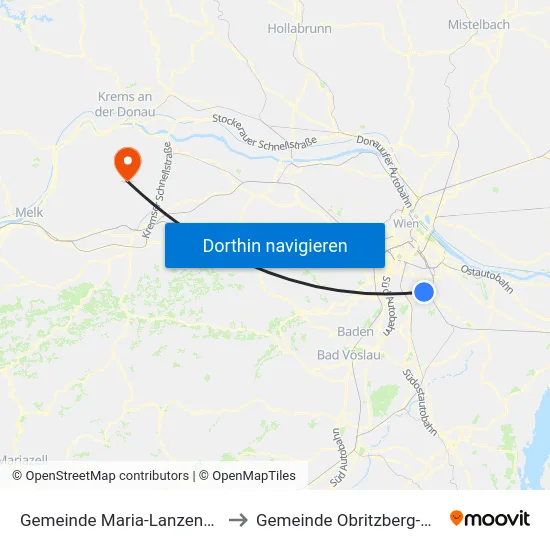 Gemeinde Maria-Lanzendorf to Gemeinde Obritzberg-Rust map