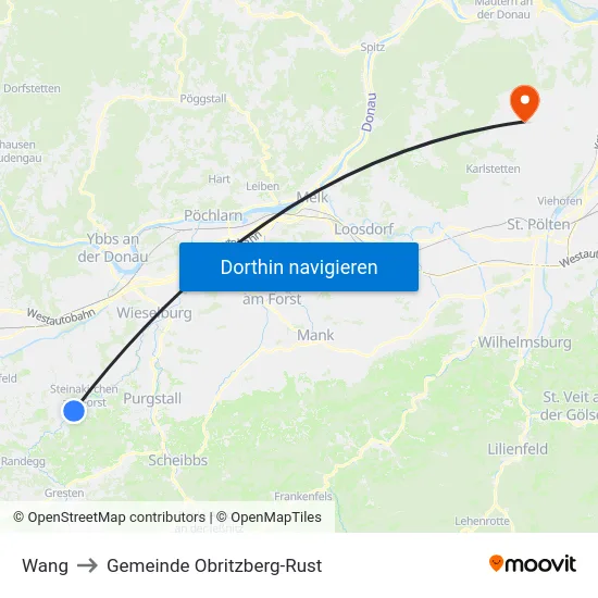 Wang to Gemeinde Obritzberg-Rust map