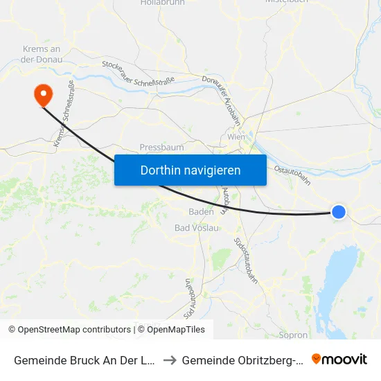 Gemeinde Bruck An Der Leitha to Gemeinde Obritzberg-Rust map