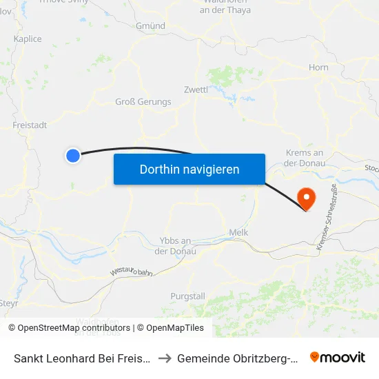 Sankt Leonhard Bei Freistadt to Gemeinde Obritzberg-Rust map