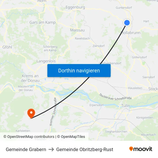 Gemeinde Grabern to Gemeinde Obritzberg-Rust map