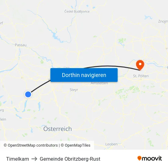 Timelkam to Gemeinde Obritzberg-Rust map