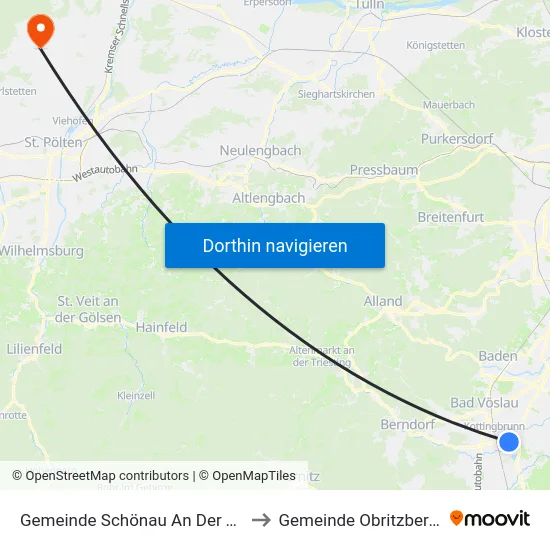Gemeinde Schönau An Der Triesting to Gemeinde Obritzberg-Rust map