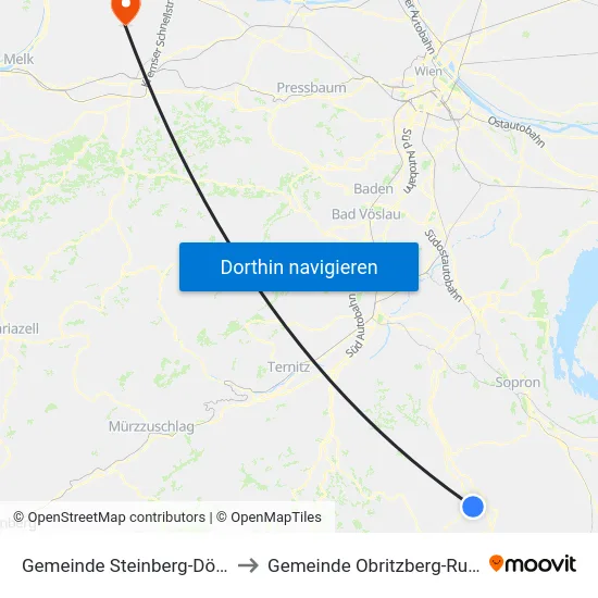 Gemeinde Steinberg-Dörfl to Gemeinde Obritzberg-Rust map