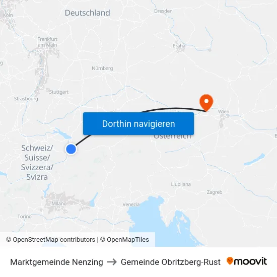 Marktgemeinde Nenzing to Gemeinde Obritzberg-Rust map