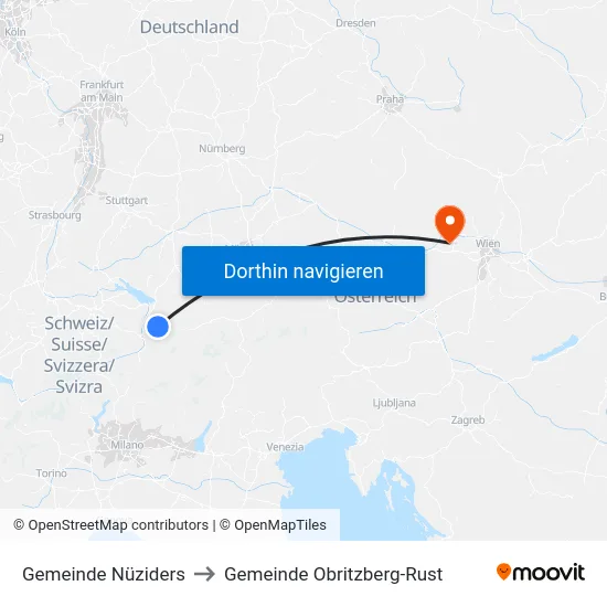 Gemeinde Nüziders to Gemeinde Obritzberg-Rust map