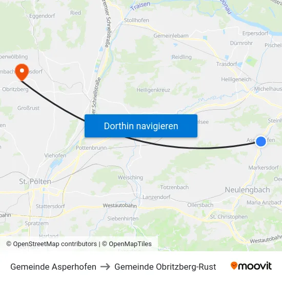 Gemeinde Asperhofen to Gemeinde Obritzberg-Rust map