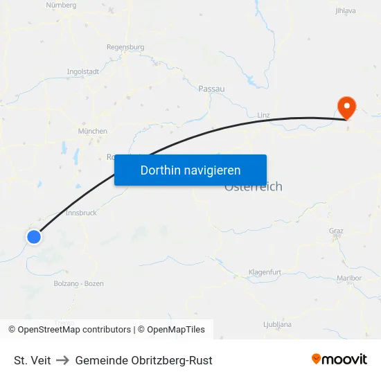 St. Veit to Gemeinde Obritzberg-Rust map