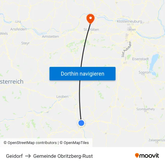 Geidorf to Gemeinde Obritzberg-Rust map