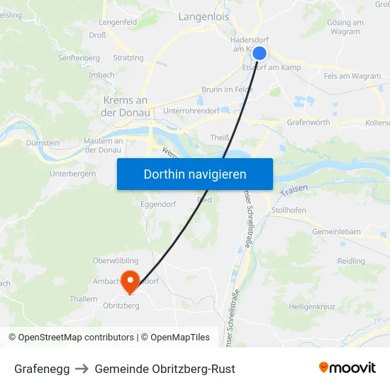 Grafenegg to Gemeinde Obritzberg-Rust map