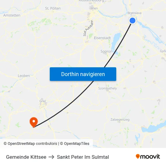 Gemeinde Kittsee to Sankt Peter Im Sulmtal map