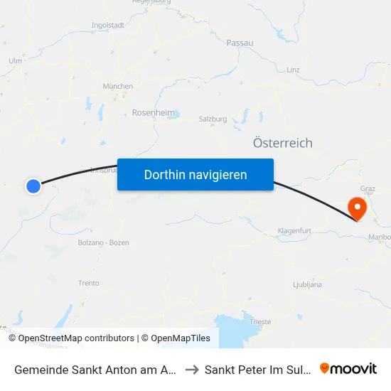 Gemeinde Sankt Anton am Arlberg to Sankt Peter Im Sulmtal map