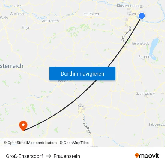 Groß-Enzersdorf to Frauenstein map