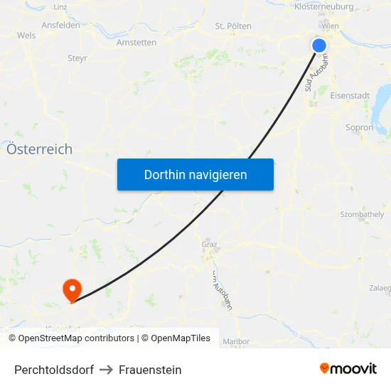 Perchtoldsdorf to Frauenstein map