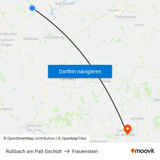 Rußbach am Paß Gschütt to Frauenstein map