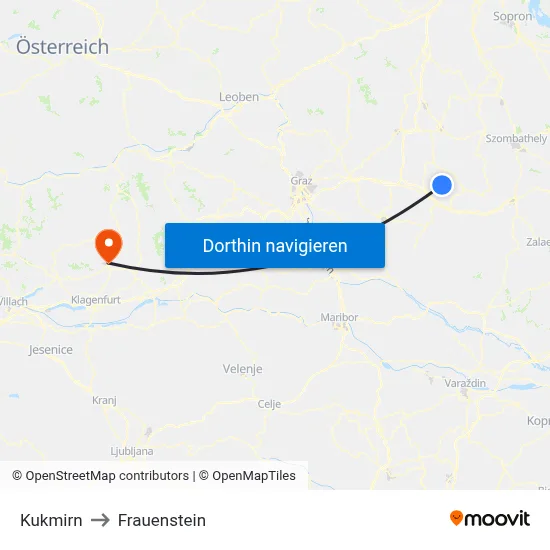 Kukmirn to Frauenstein map