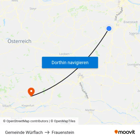 Gemeinde Würflach to Frauenstein map