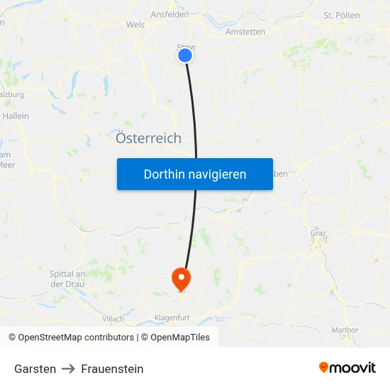 Garsten to Frauenstein map