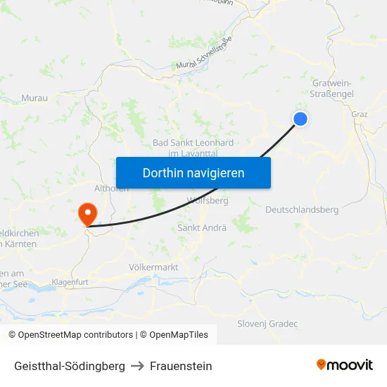 Geistthal-Södingberg to Frauenstein map