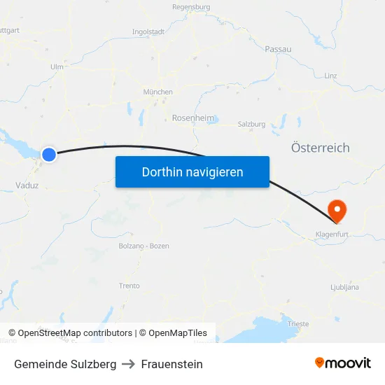 Gemeinde Sulzberg to Frauenstein map