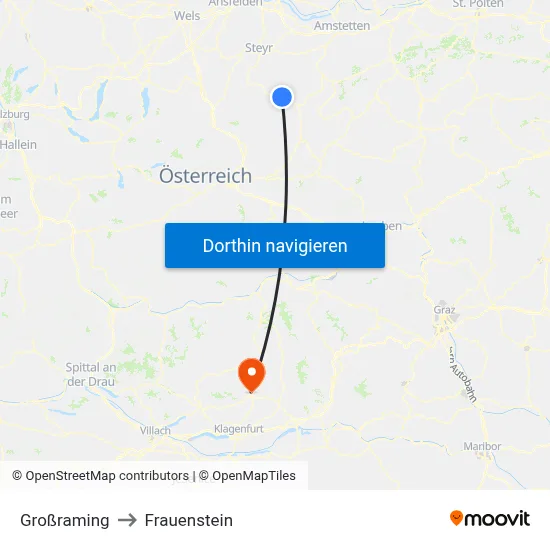 Großraming to Frauenstein map