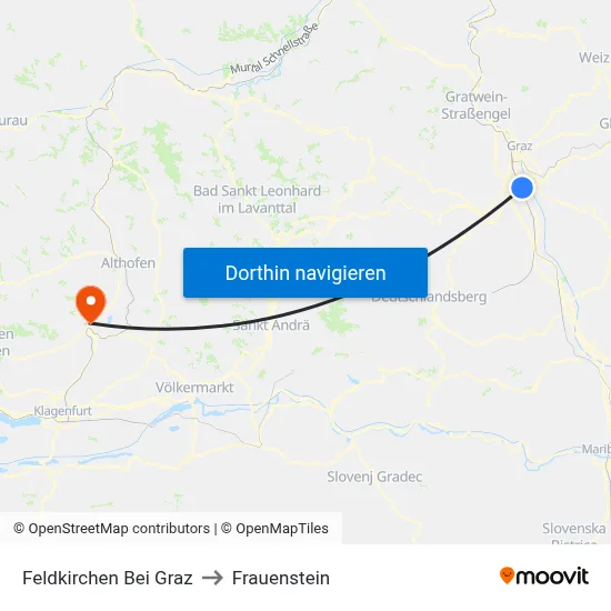 Feldkirchen Bei Graz to Frauenstein map