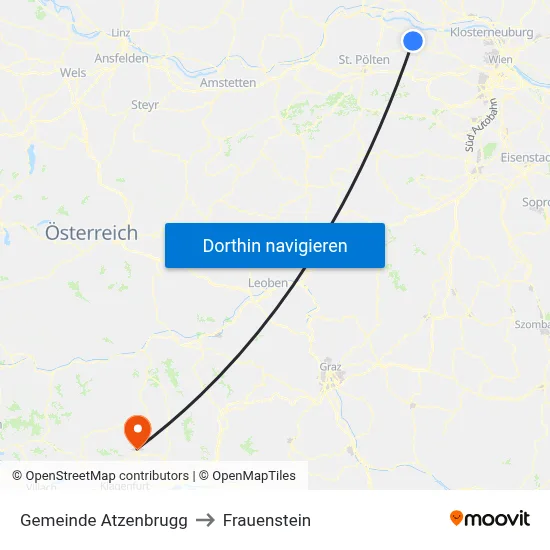 Gemeinde Atzenbrugg to Frauenstein map