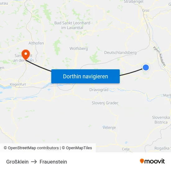 Großklein to Frauenstein map