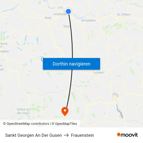 Sankt Georgen An Der Gusen to Frauenstein map