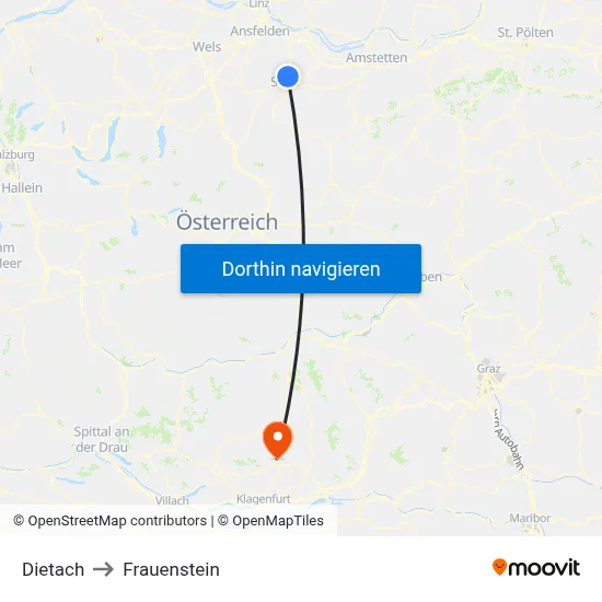 Dietach to Frauenstein map