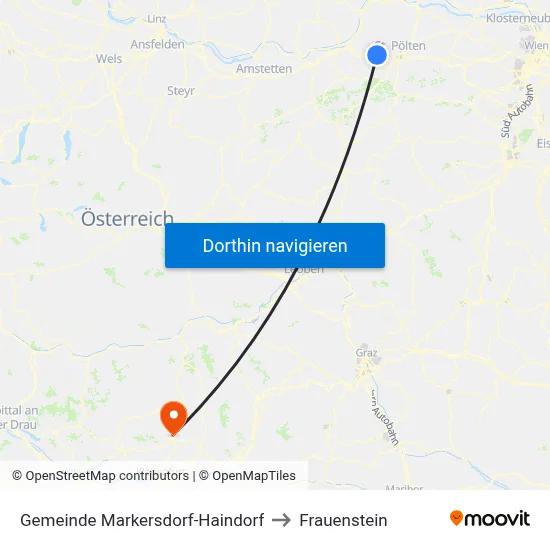 Gemeinde Markersdorf-Haindorf to Frauenstein map