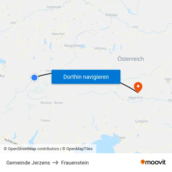 Gemeinde Jerzens to Frauenstein map