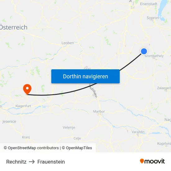 Rechnitz to Frauenstein map