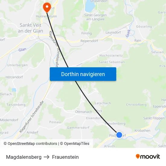 Magdalensberg to Frauenstein map