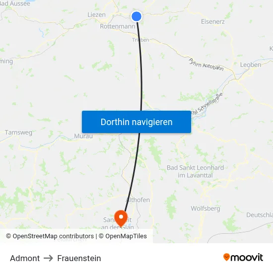 Admont to Frauenstein map