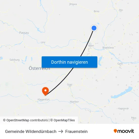 Gemeinde Wildendürnbach to Frauenstein map