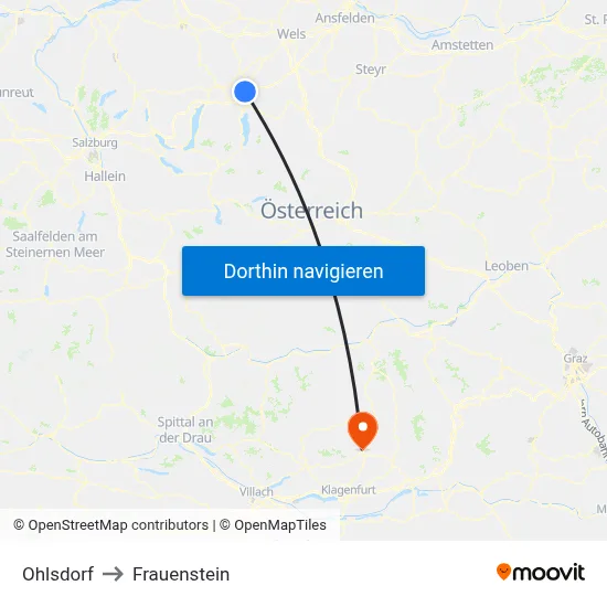 Ohlsdorf to Frauenstein map