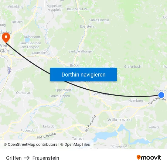 Griffen to Frauenstein map