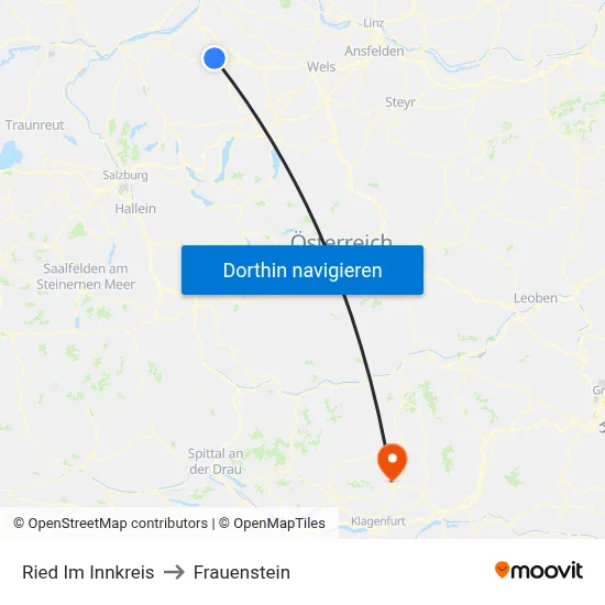 Ried Im Innkreis to Frauenstein map