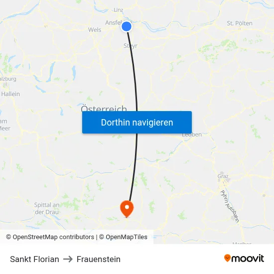 Sankt Florian to Frauenstein map