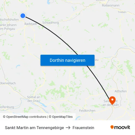 Sankt Martin am Tennengebirge to Frauenstein map