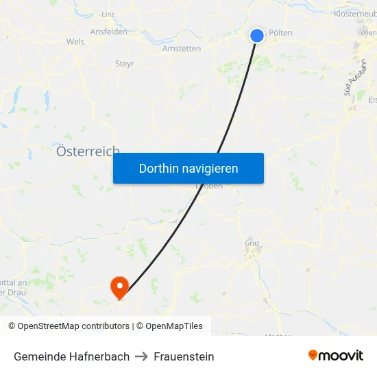 Gemeinde Hafnerbach to Frauenstein map