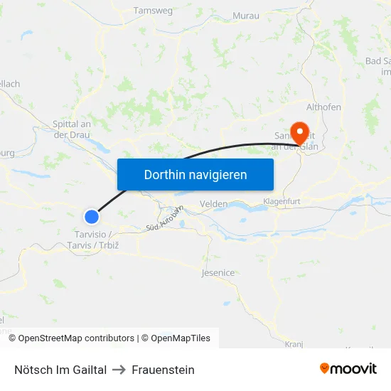 Nötsch Im Gailtal to Frauenstein map