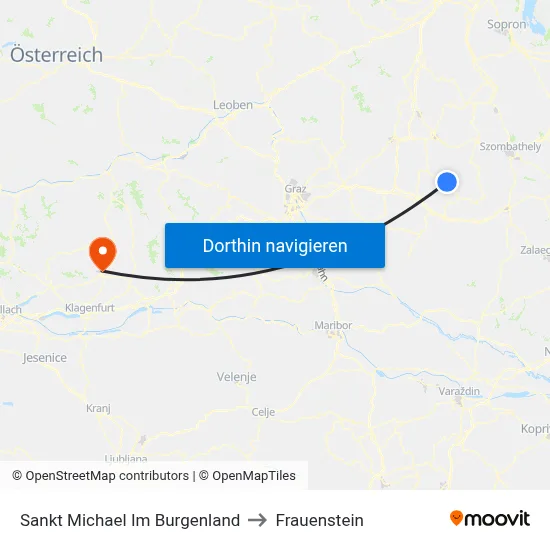 Sankt Michael Im Burgenland to Frauenstein map