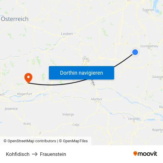 Kohfidisch to Frauenstein map
