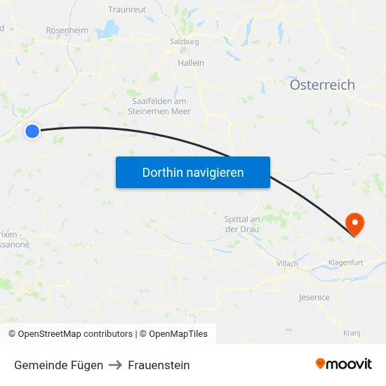 Gemeinde Fügen to Frauenstein map