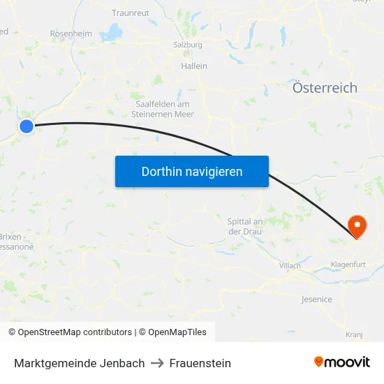 Marktgemeinde Jenbach to Frauenstein map