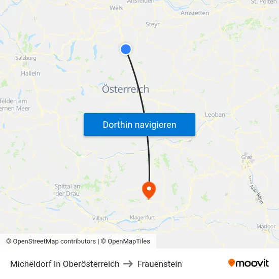 Micheldorf In Oberösterreich to Frauenstein map