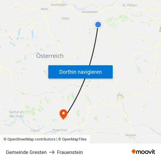 Gemeinde Gresten to Frauenstein map