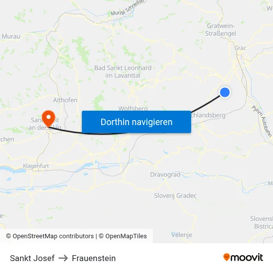 Sankt Josef to Frauenstein map